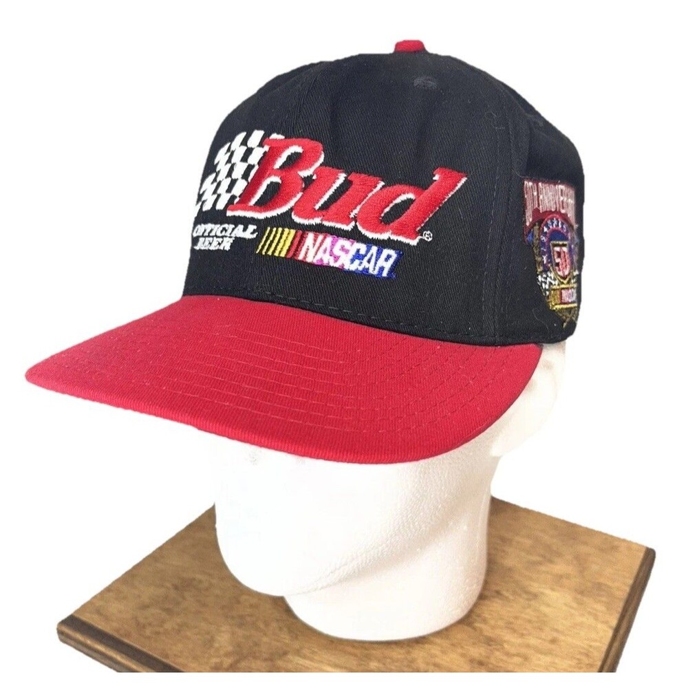 Bud Beer Nascar Snapback Hat 50th Anniversary Embroidered USA Made Vintage 1998